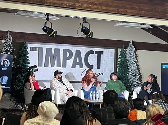 Five speakers sitting on stage at Sundance Film Festival 2025