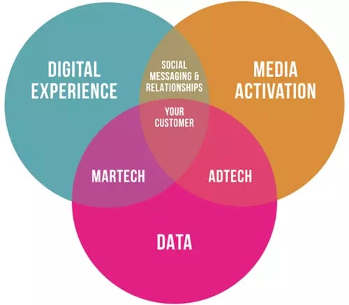 Data, digital experience, and media activation venn diagram